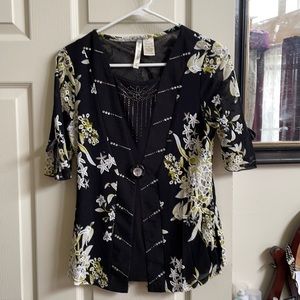 Pre owned Black With Florals Small Top